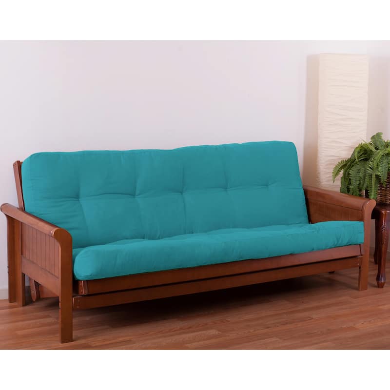 6-inch Thick Twill Futon Mattress (Twin, Full, or Queen) - Aqua Blue - Full