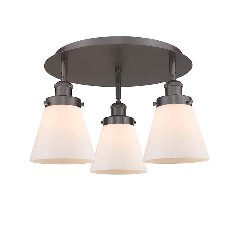 Innovations Lighting Cone - 3 Light 18" Flush Mount - Oil Rubbed Bronze/Matte White