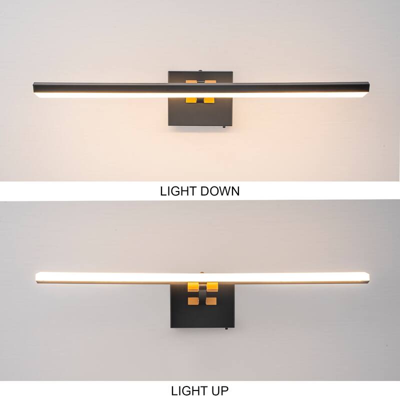 Modern Dimmable LED Wall Sconce Bathroom Vanity Light with 3-CCT Selectable Light - Black