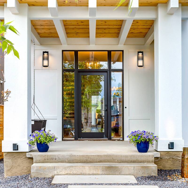 5.5" W 1-Light Modern Black Rectangle Aluminum Integrated LED Outdoor Wall Light with Clear Glass