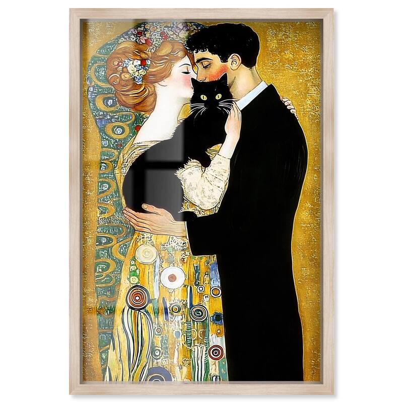 Kiss with Cat Shadowbox by Art Remedy - Natural - 36" x 54"