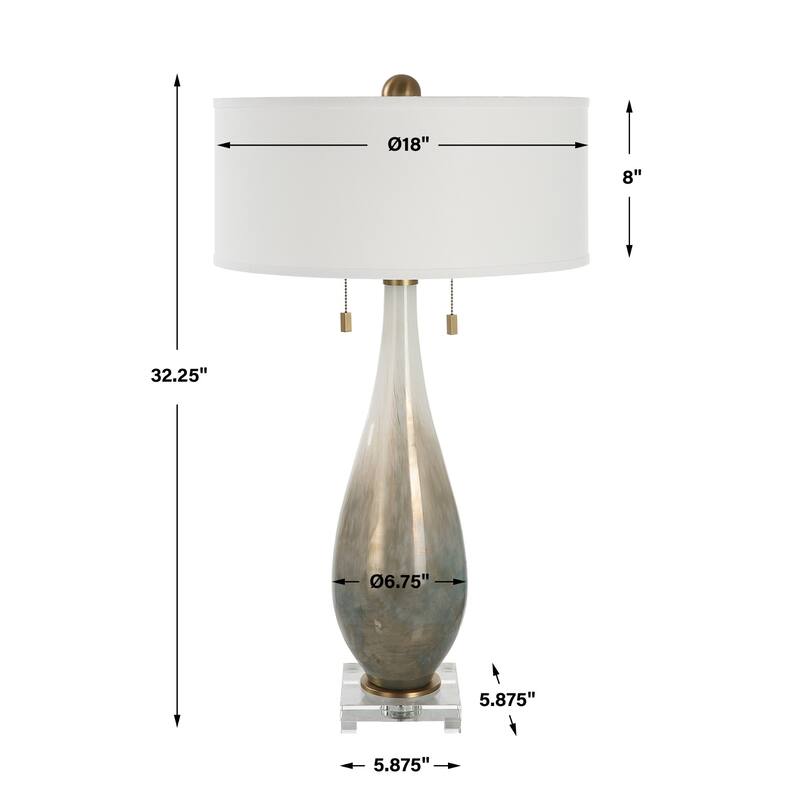 Glass Table Lamp with Crystal Foot - 32.25" - White and Bronze