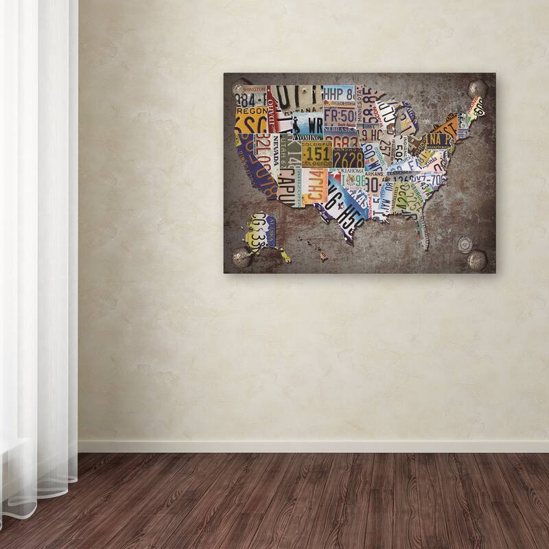 Masters Fine Art 'USA License Plate Map on Metal' Canvas Art
