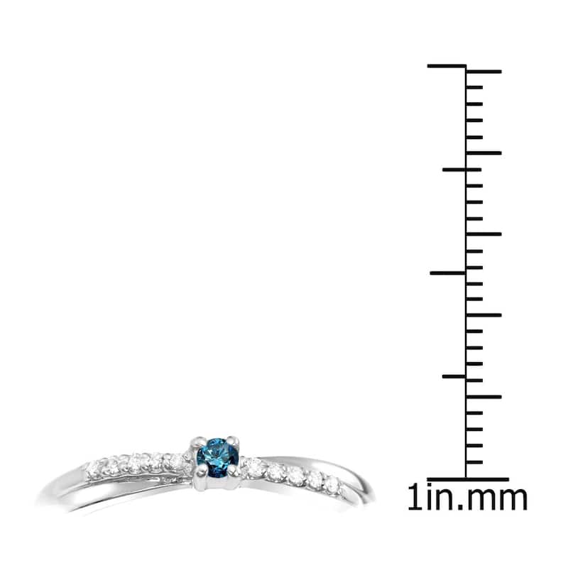 Auriya 1/10ctw Blue and White Diamond Promise Ring 10k White or Two-tone Gold