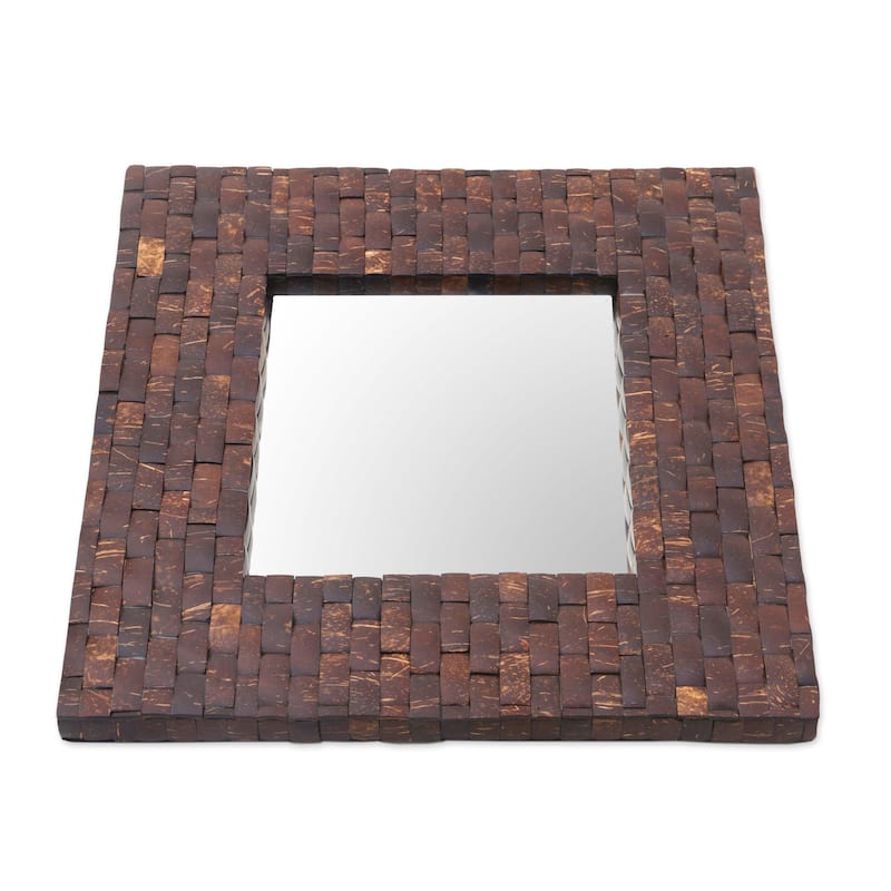 Novica Handmade Reflections Of Nature Coconut Shell Wall Mirror