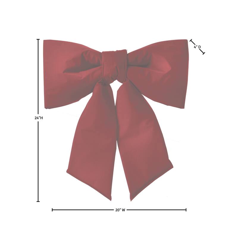 24" Wired Outdoor Padded Velvet Bow UV resistant