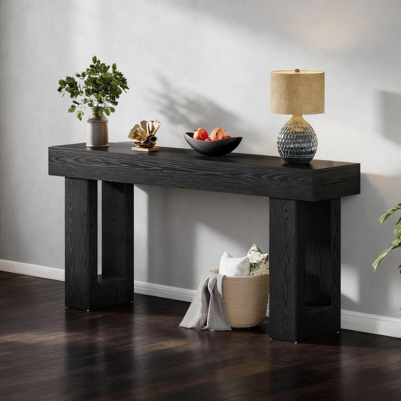 Rectangular Wooden Console Table - Sofa Table Behind Couch