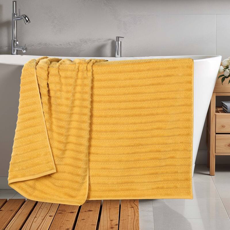 Superior Zuma Zero Twist Cotton Medium Weight Soft Absorbent Bath Sheets, Set of 2 - Gold