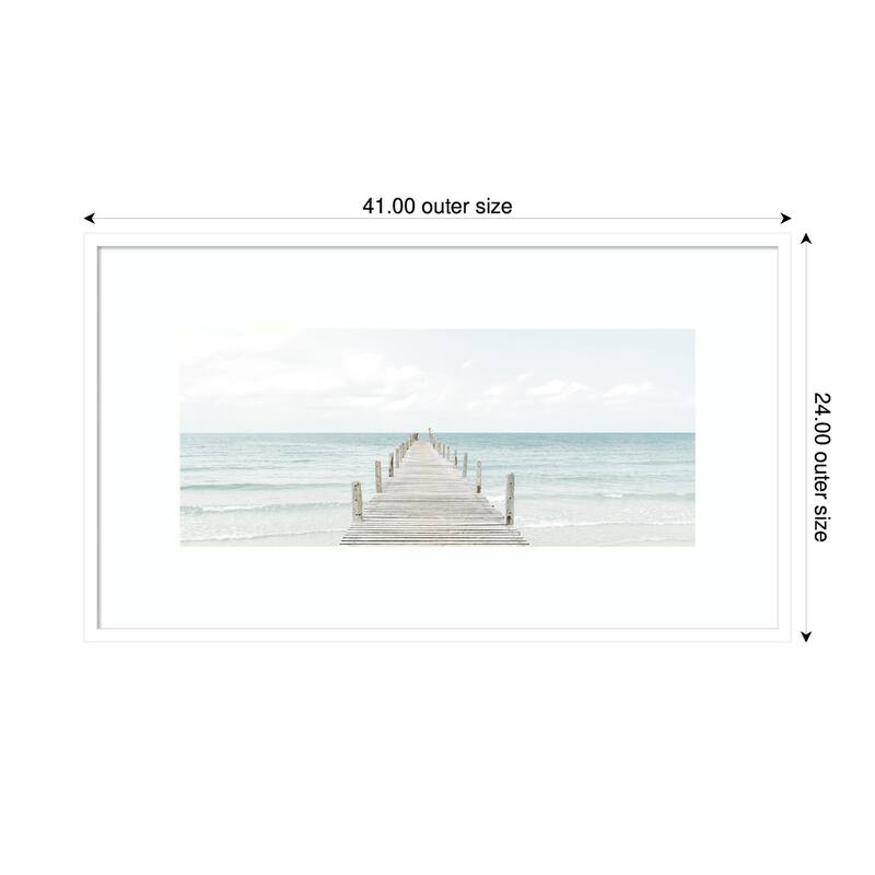 Kate and Laurel Wooden Pier On The Beach by Amy Peterson Framed Wall Art Print