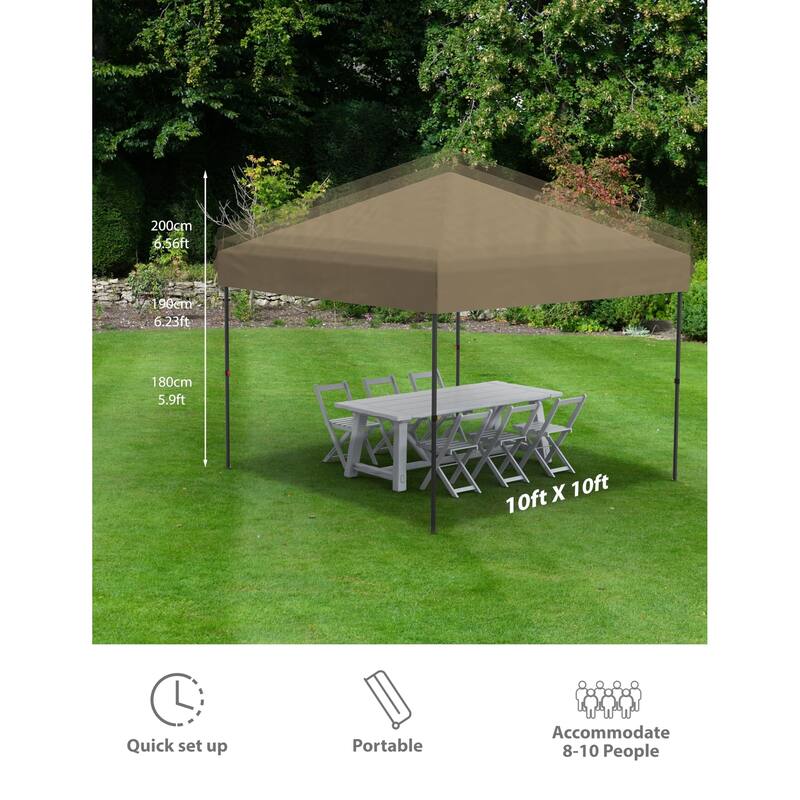 10x10 Feet Instant Pop-Up Canopy Tent, 1 Removable Sidewalls - 10*10Ft
