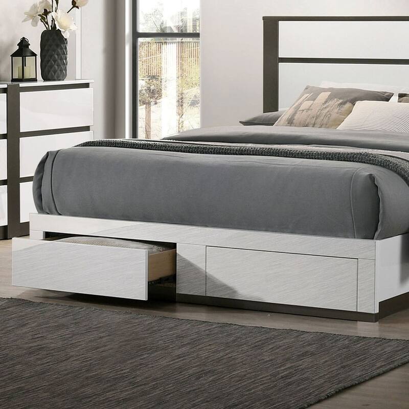 Furniture of America Conjira Modern 4-Piece White Wood Storage Bedroom Set