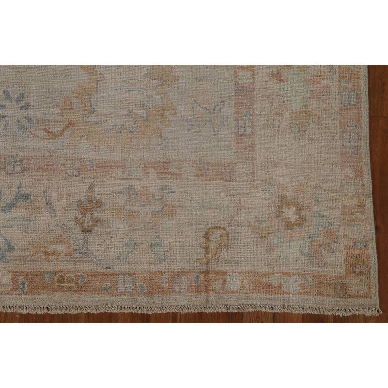 Vegetable Dye Oushak Turkish Wool Area Rug Handmade Traditional Carpet - 6'6" x 8'1"