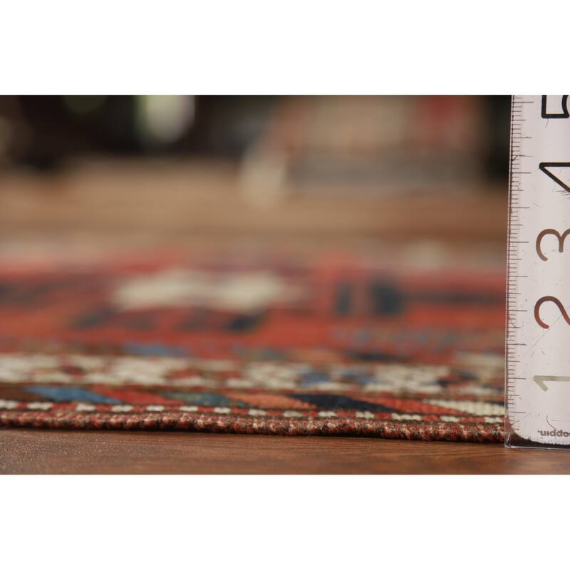 Hand Knotted Oriental 100% Wool Carpet Traditional Tribal Red Kazak Runner Rug - 13' 3'' X 3' 10''