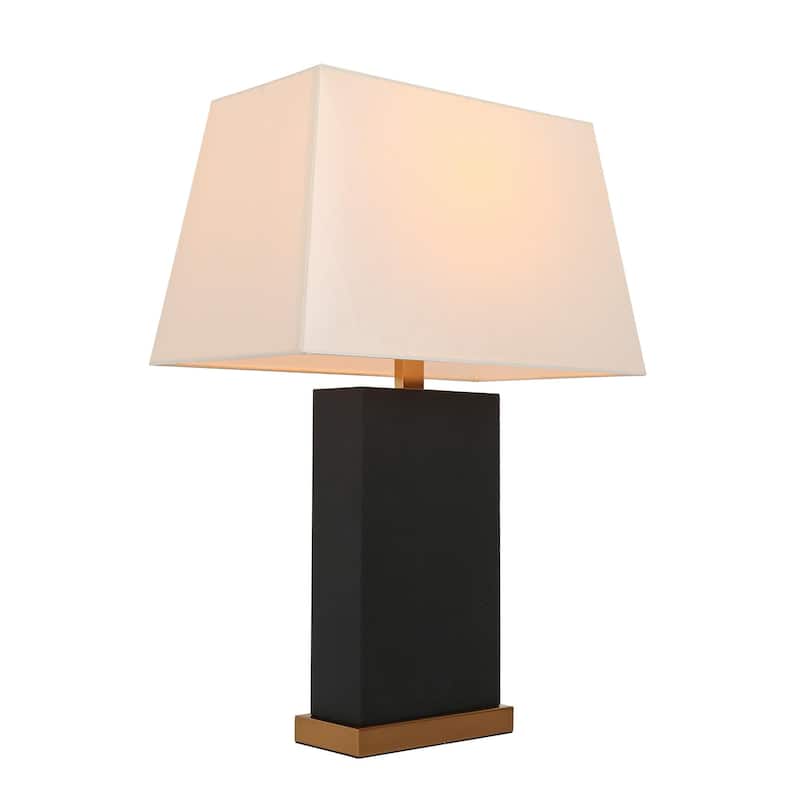 Modern 26-inch Rectangular Base Table Lamps in Black and Gold - L 17.7" x H 26"