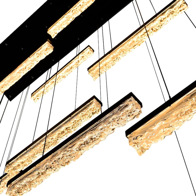 Stagger Integrated LED Black Chandelier