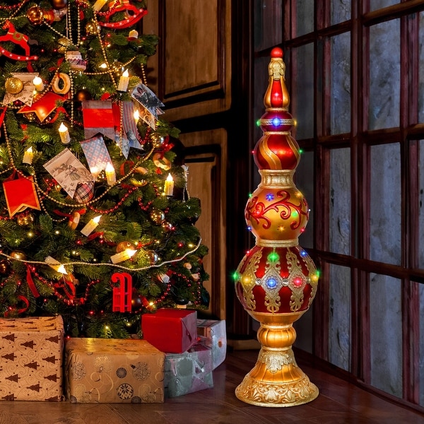 Fraser Hill Farm 4-Ft. Metallic Finial Statue with LED Lights and