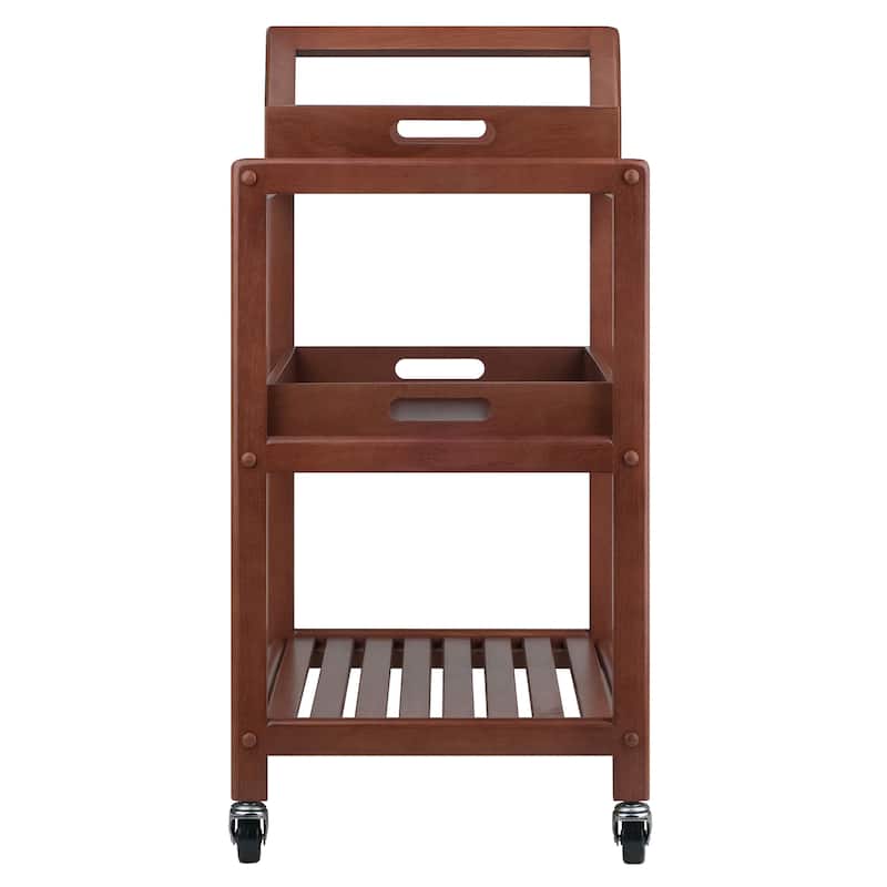 Albert 3-Tier Entertainment Cart, Walnut - 24.8 x 15.98 x 33.27 inches