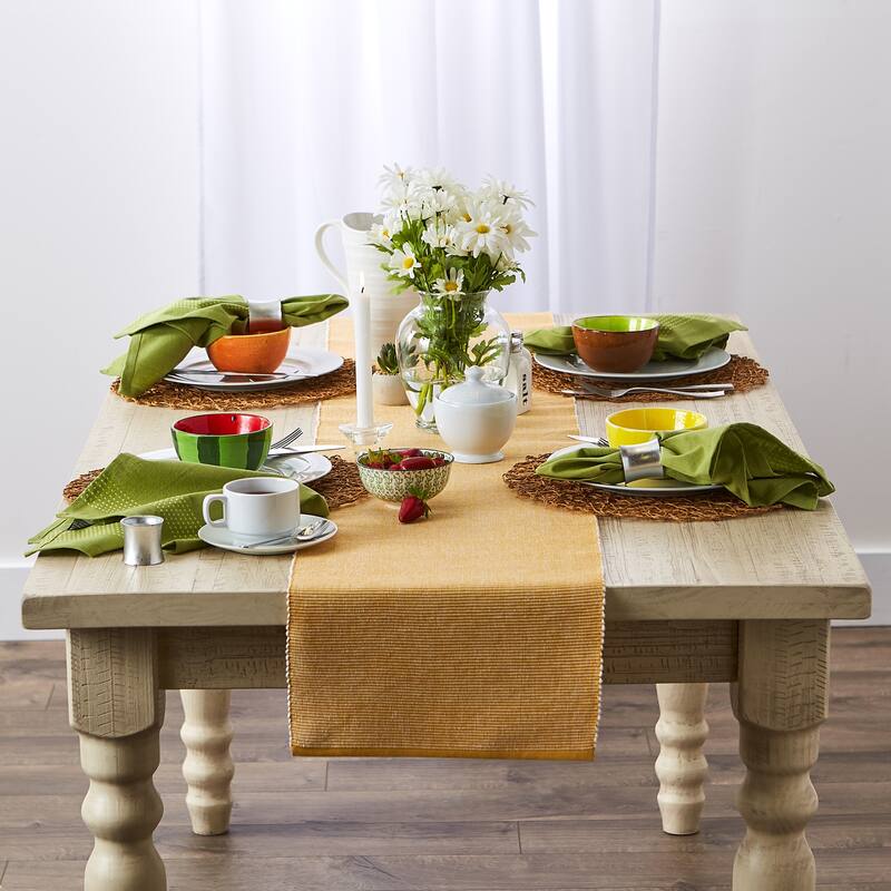 DII Black & White 2-Tone Ribbed Table Runner