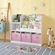preview thumbnail 12 of 20, Kids Bookcase and Bookshelf, Multifunctional Bookcase with 3 Collapsible Fabric Drawers - White&Pink