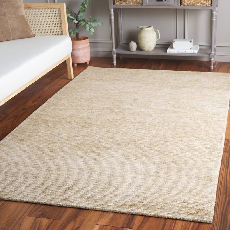 SAFAVIEH Handmade Ebony Sora Wool Rug - 8' x 10' - Gold/Ivory