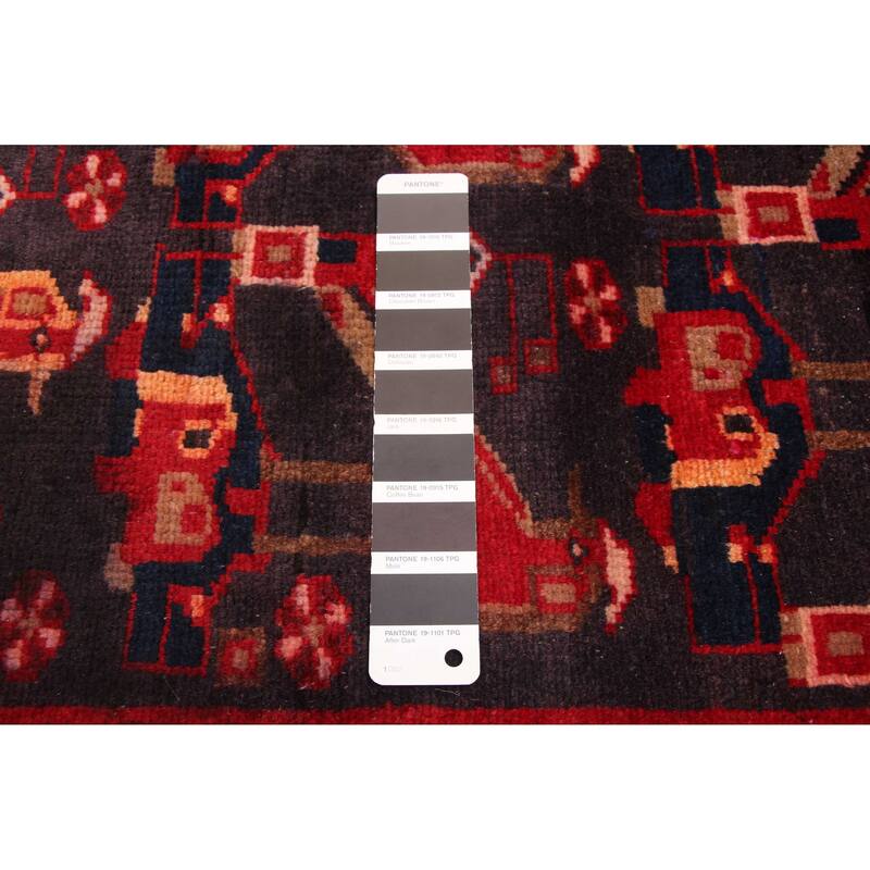 ECARPETGALLERY Hand-knotted Andelz Black, Red Wool Rug - 3'5 x 9'9