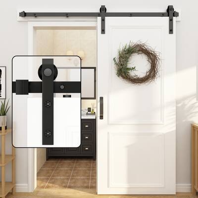 Sliding Barn Door Hardware Track Kit for Single Door J Style Rollers