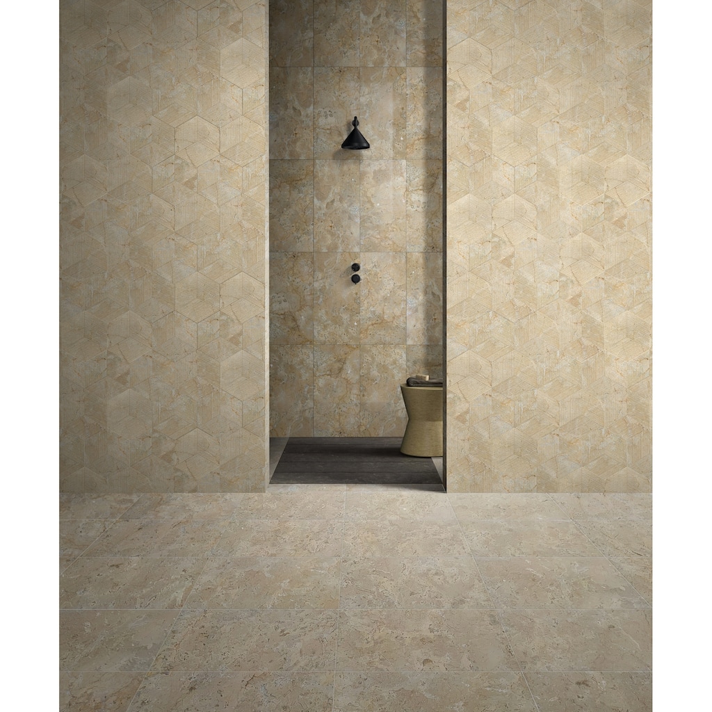Roomfitters Natural Marble Tile, Honed Finish Stone for Floor and Wall, Genuine Marble, 4-Piece Box, Gold Yellow Beige