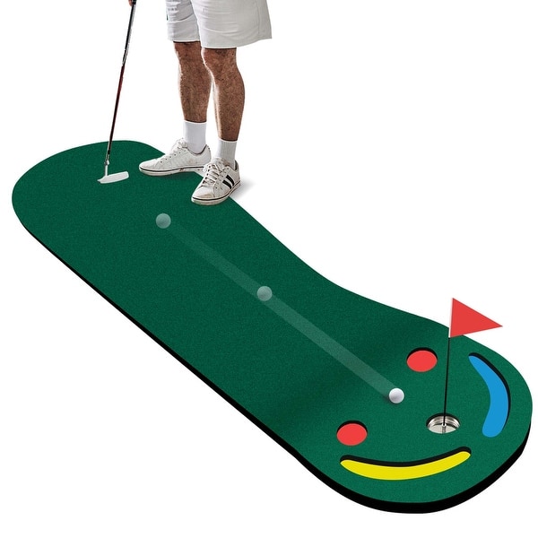 slide 2 of 6, 9.8 X 3FT Par 3 Holes Golf Putting Green Mat Set for Practice - 9.8 X 3FT 9.8 X 3FT