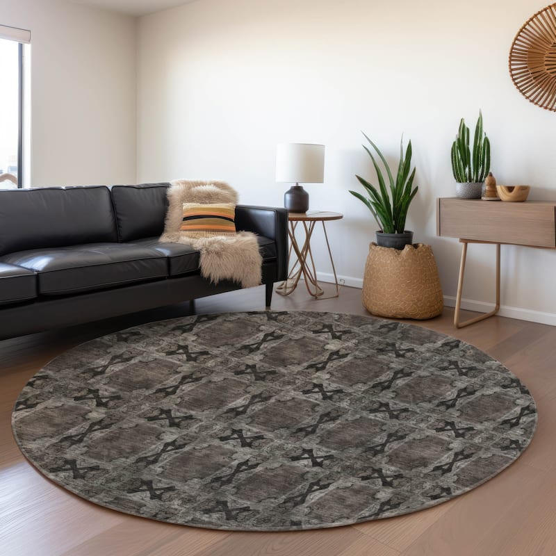 Premium Washable Super Soft Boho Medallions Mayfield Rug - Gray - 8' x 8' - Round