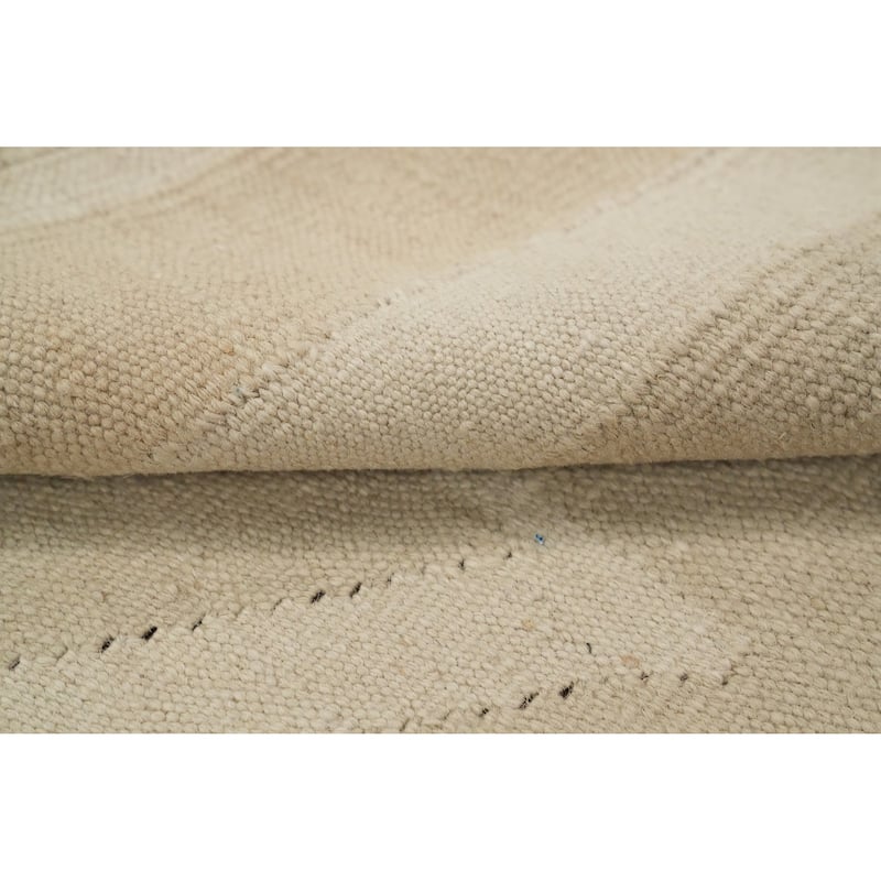 Hand Woven Oriental 100% Wool Carpet Southwestern Tribal Beige & Ivories Kilim Area Rug - 5' 10'' X 3' 8''