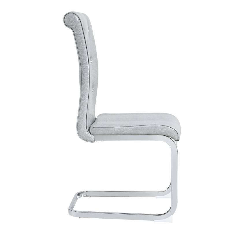 Set of 2 Retro Alligator Skin Upholstered Dining Chairs