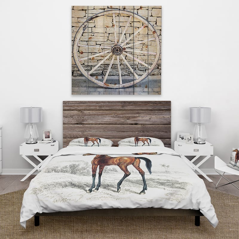 Designart 'Vintage Horse' Farmhouse Duvet Cover Comforter Set