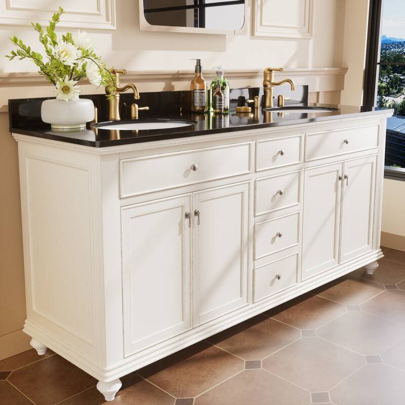 72-Inch Two-Tone Solid Wood Double Sink Bathroom Vanity – Modern Contrast Design with Ample Storage