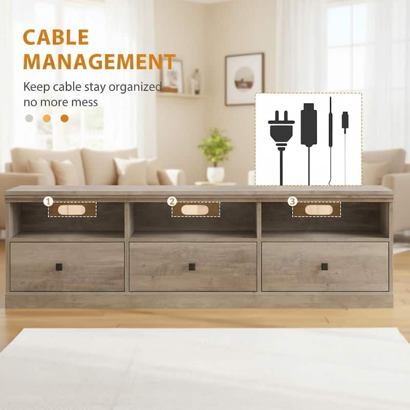 TV Console, with Open Shelves and Storage Drawer