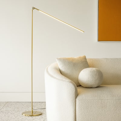 Brightech Libra 64.5 in. Antique Brass Industrial Dimmable and Color Temperature Adjustable LED Floor Lamp