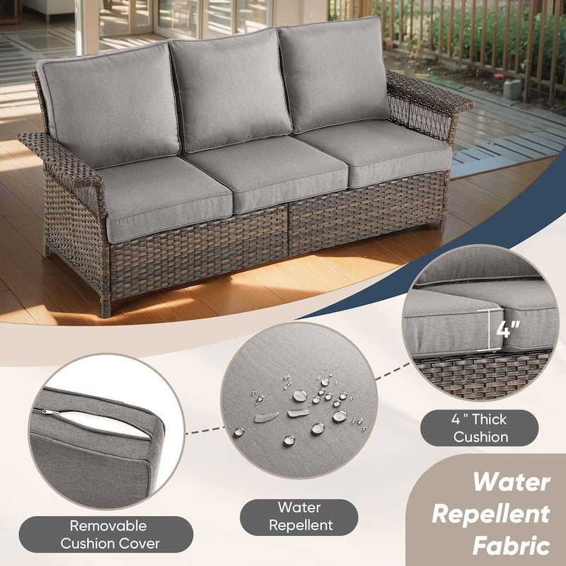 Outdoor Wicker Sofa with Cushions