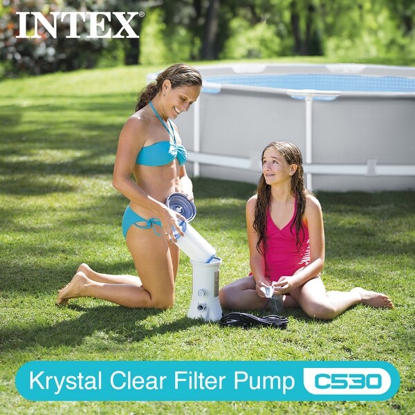 Intex 86'x59'x23' Above Ground Swimming Pool \u0026 530 GPH Pool Cartridge Pump  - 35 - Bed Bath \u0026 Beyond - 35488297