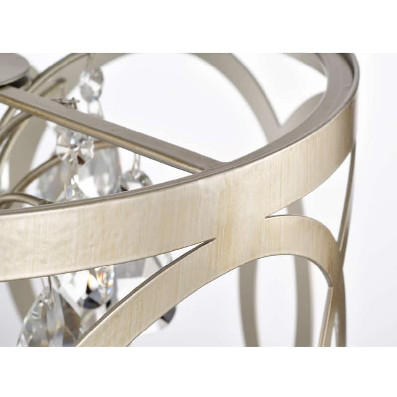 Aurelia 3-light Brushed Champagne Silver Metal Cage Drum Chandelier