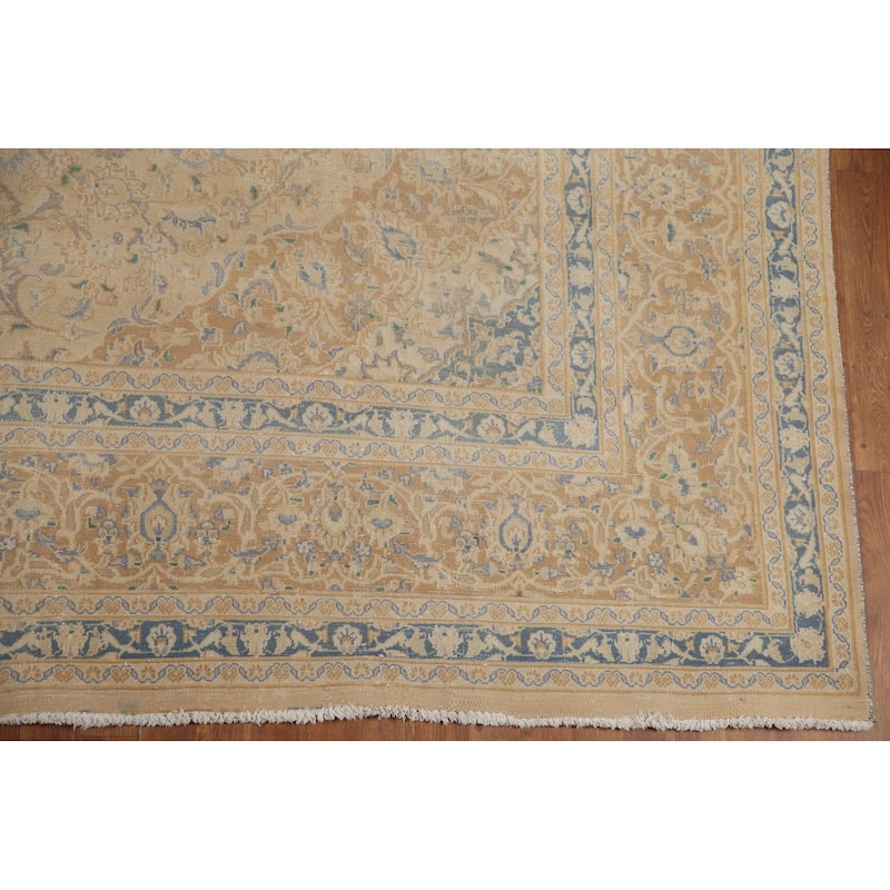 Hand Knotted Oriental 100% Wool Carpet Traditional Floral Peach Mashad Area Rug - 12' 7'' X 9' 4''