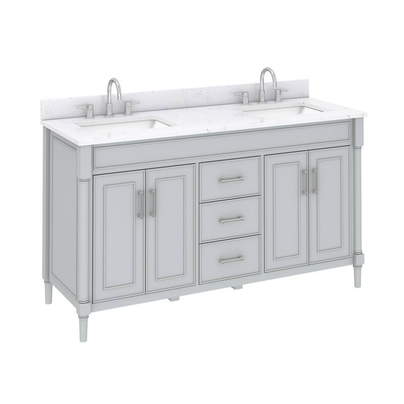 Avanity Bristol 61 in. Bath Vanity in Light Gray finish and Cala White Engineered Top