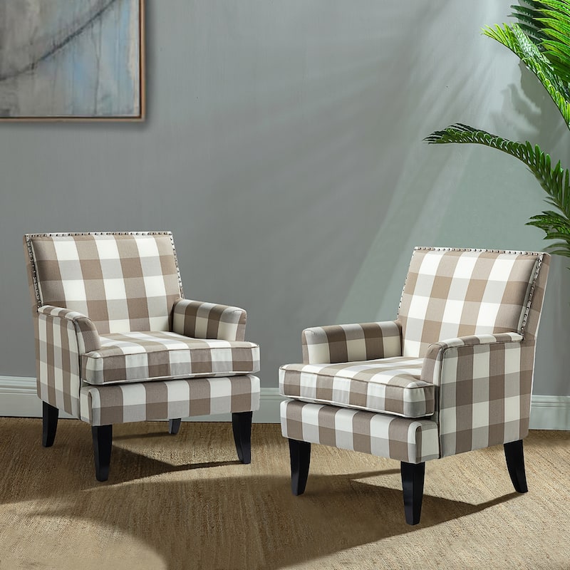 Akorda Classic Armchairs with Nailhead Trim and Solid Wood Legs Set of 2 by HULALA HOME
