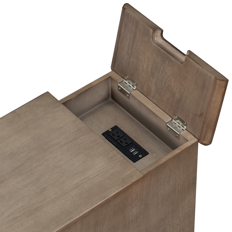 Classic Vintage Livingroom End Table Side Table with USB Ports and One Multifunctional Drawer with cup holders