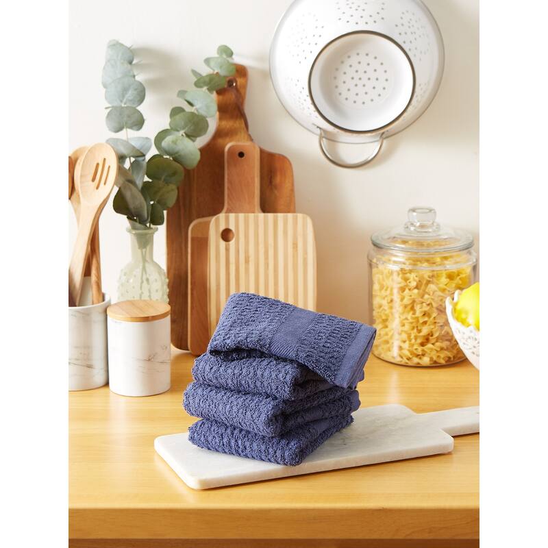 DII Solid Terry Waffle Dishtowel Set of 4