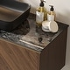 preview thumbnail 7 of 11, 47.24" Modern Bathroom Vanities With Black Glossy Sintered Stone Table Top, Brown Wood Floating Cabinets