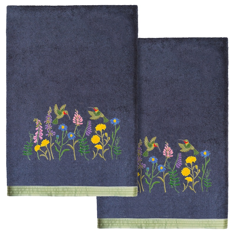 Authentic Hotel and Spa Turkish Cotton Hada 2 PC Bath Towel Set - Marine