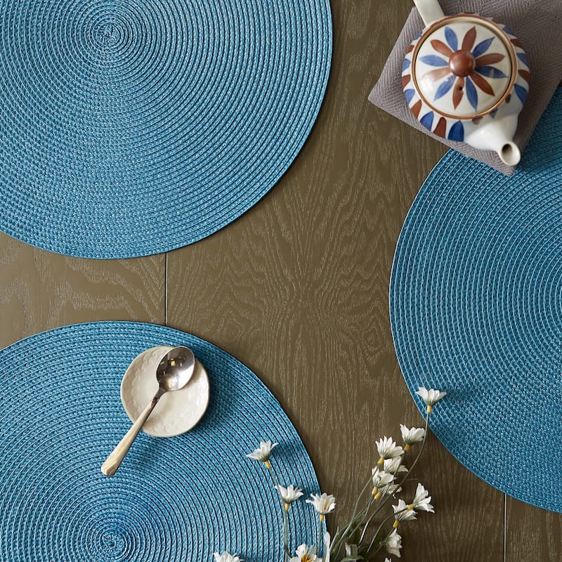 DII White Round PP Woven Placemat Set of 6