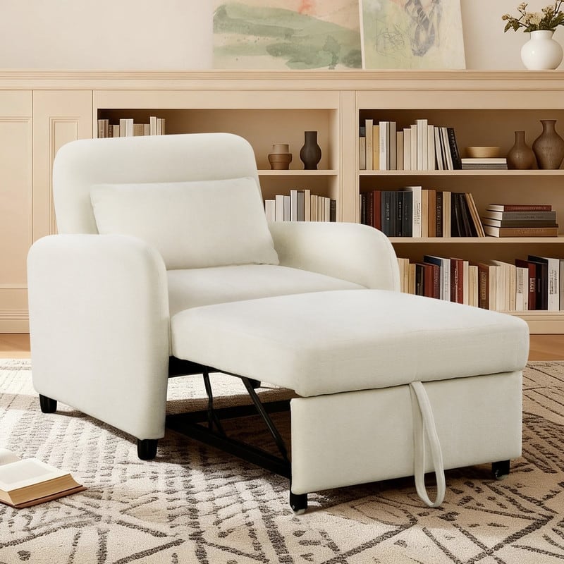 Spruce & Spring Modern Pull-Out Accent Chair Bed with Adjustable Backrest & Space-Saving Design