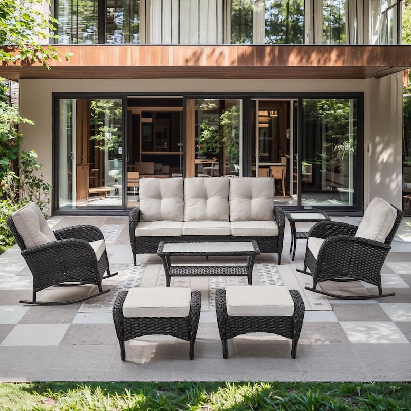 Gymojoy Outdoor Wicker Patio Furniture Sofa & Chair Set - Luxurious Comfort, Weather-Resistant