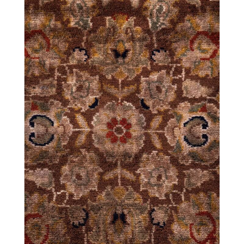 Overton Hand Knotted Wool Vintage Inspired Modern Contemporary Overdyed Brown Area Rug - 3' 2" x 5' 5"