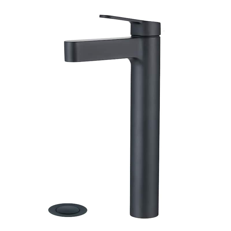 BATHLET 11'' High Single Hole Single Handle Bathroom Faucet in Matte Black - 5.26×11.1 - Matte Black